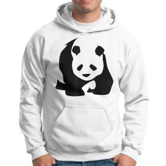 Panda Bear Lovers Minimalist Black And White China Wildlife Hoodie - Monsterry