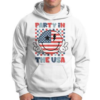 Party In The Usa Happy Face Smile American Flag 4Th Of July Hoodie - Thegiftio UK