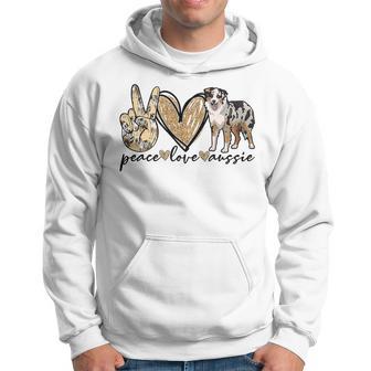 Peace Love Aussie Australian Shepherd Dog Pets Animals Hoodie - Monsterry UK