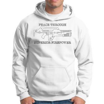 Peace Through Superior Firepower Oxymoron Pulse Rifle Hoodie - Monsterry CA