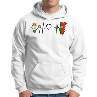 Portugal India Flag Portuguese Indian Heartbeat Hoodie - Monsterry