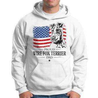 Proud Wire Fox Terrier Dad American Flag Patriotic Dog Hoodie - Monsterry CA