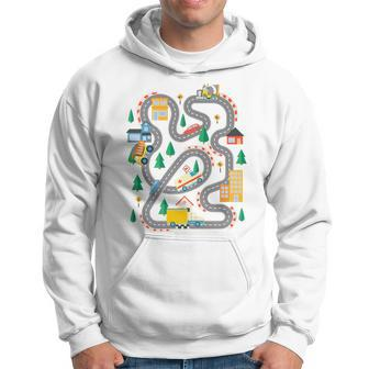 Racing Toy Car Race Track On Dad Fathers Day On Back Hoodie - Thegiftio UK