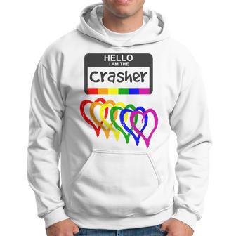 Rainbow Flag Hearts Hello Wedding Crasher Name Badge Friend Hoodie - Monsterry AU