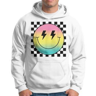 Rainbow Smile Face Cute Checkered Smiling Happy Face Hoodie | Mazezy