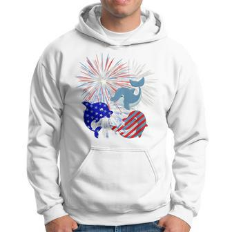 Red White Blue Dolphin Fireworks 4Th Of July Hoodie - Monsterry AU