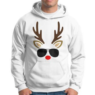 Reindeer Face Glasses Christmas Costume Pajama Boys Kid Hoodie - Thegiftio UK