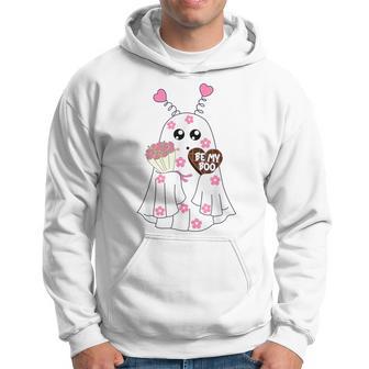 Retro Be My Boo Cute Ghost With Balloon Valentines Day Hoodie - Monsterry DE