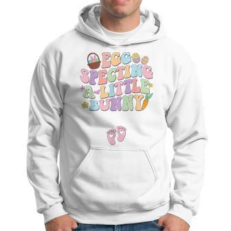 Retro Eggspecting Little Bunny Easter Pregnancy Announcement Hoodie | Mazezy