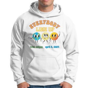 Retro Everybody Line Up Total Solar Eclipse 2024 Earth Moon Hoodie | Mazezy AU