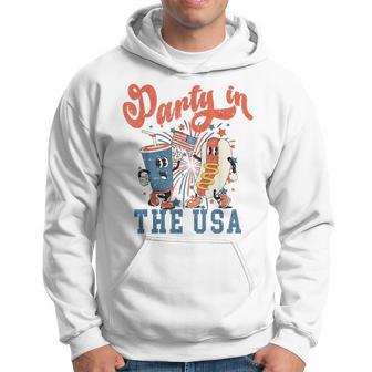 Retro Independence Day Party In The Usa 4Th Of July Hotdog Hoodie - Thegiftio UK