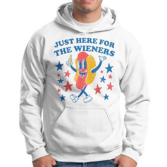 Retro Just Here For The Wieners 4Th Of July Hot Dog Hoodie - Thegiftio UK