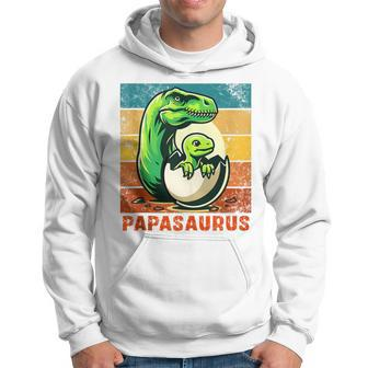 Retro Papasaurus Father's Day Best Dad T-Rex Papa Dinosaur Hoodie - Seseable