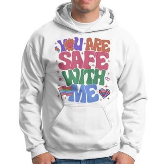 Retro You Are Safe With Me Lgbt Friendly Equality Pride Ally Hoodie - Monsterry