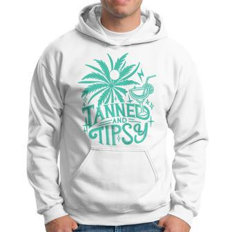 Retro Tanned And Tipsy Beach Summer Vacation On Back Hoodie - Monsterry