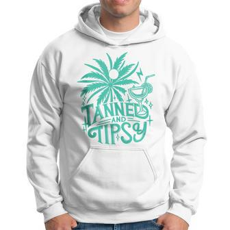 Retro Tanned And Tipsy Beach Summer Vacation Hoodie - Seseable