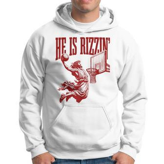 He Is Rizzin Jesus Basketball Easter Meme Hoodie | Mazezy DE