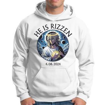 He Is Rizzin Total Solar Eclipse 2024 Jesus Christ Anime Hoodie - Monsterry