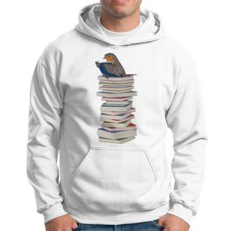 Robin Bird Reads Books Garden Backyard Birds Hoodie - Monsterry CA