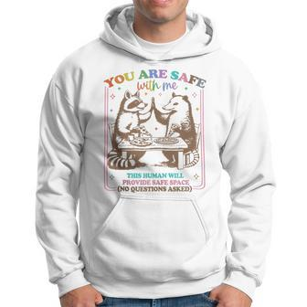 You Are Safe With Me This Human Will Provide Raccoon Lgbt Hoodie - Monsterry CA