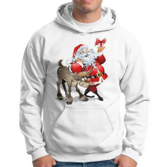 Santa Claus & Rudolph Red Nosed Reindeer Christmas Hoodie - Monsterry