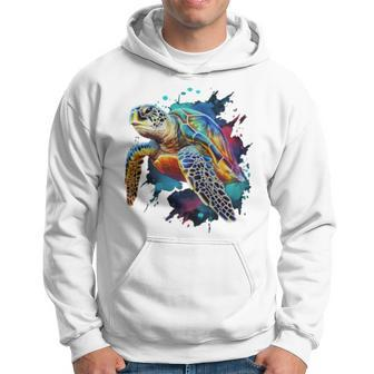 Sea Turtle Watercolor Graphic Hoodie | Mazezy