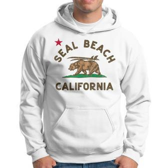 Seal Beach California Beach Flag Bear Surf Ca Vintage Hoodie - Monsterry