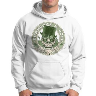 Shamrock And Roll Rock And Roll Saint Patrick's Day Skull Hoodie - Thegiftio
