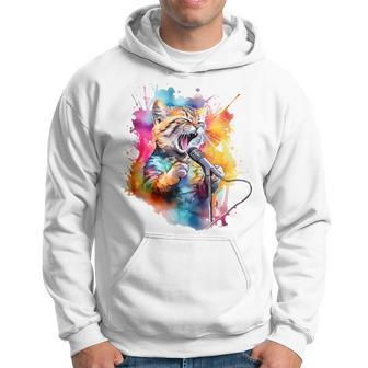 Singing Cat Kitty Cat Singing Into A Microphone Hoodie - Monsterry CA