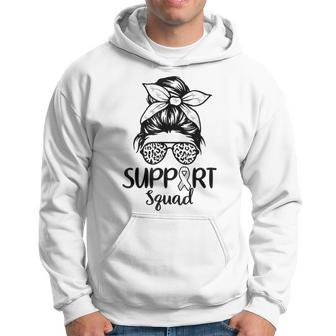 Support Squad Lung Cancer Awareness White Ribbon Women Hoodie | Mazezy