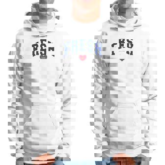 Sweat à capuche Blanc FRESH Love Lettres Bleues & Cœur Rouge - Cadeauxyz