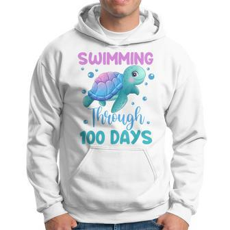Swimming Through 100 Days Cute Turtle 100Th Day Of School Hoodie - Monsterry DE