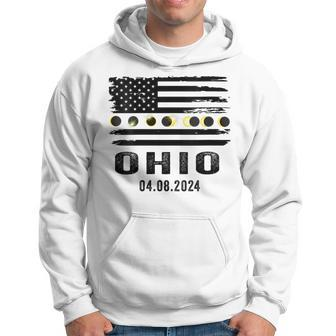 Total Solar Eclipse 2024 Totality Ohio Usa American Flag Hoodie | Mazezy CA