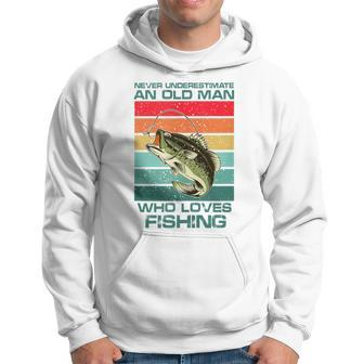 Never Underestimate A Old Man Who Loves Fishing Bass Vintage Hoodie - Thegiftio UK