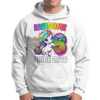Unicorn 8Th Birthday 8 Year Old Unicorn Party Girls Outfit Hoodie - Seseable