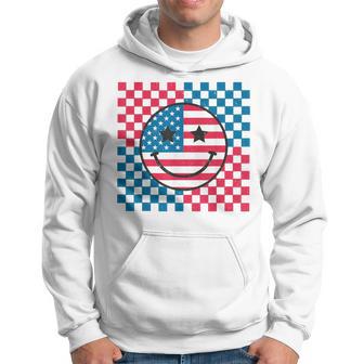 Usa Checkerboard 4Th Of July Happy Face American Hoodie - Thegiftio UK