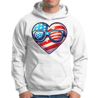 Usa Flag Heart Glasses Patriotic Armed Forces Memorial Day Hoodie - Monsterry