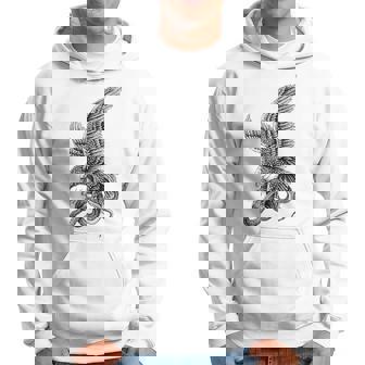 View Back Print Idle Fury The Great Fight Eagle Snake Tattoo Hoodie - Thegiftio UK