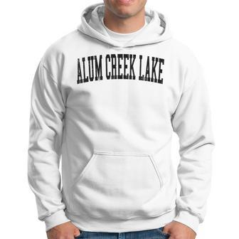 Vintage Alum Creek Lake Distressed Black Varsity Style Hoodie - Monsterry AU