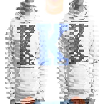 Vintage Blue Letter K Kentucky Hoodie | Seseable UK
