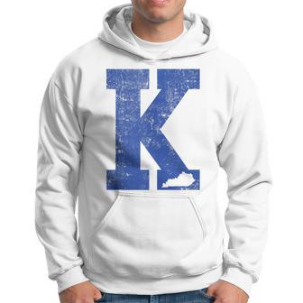 Vintage Blue Letter K Kentucky Hoodie - Seseable