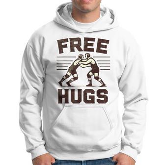 Vintage Wrestler Free Hugs Humor Wrestling Match Hoodie - Monsterry