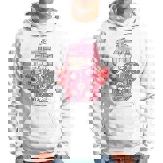 Weirdcore Aesthetic Kawaii Strawberry Milk Carton Eyeballs Hoodie - Thegiftio