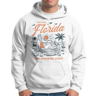 Welcome To Florida Vintage Gator Beach Sunshine State Hoodie - Monsterry CA