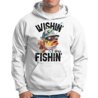 Wishin' I Was Fishin' Fishing Fisherman Hoodie - Seseable
