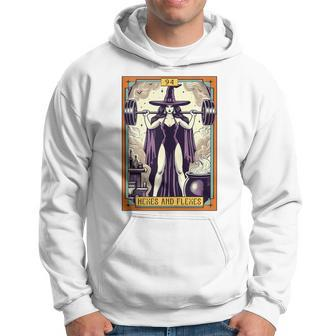 Witch Workout Fitness Deadlifting Hexes & Flexes Tarot Card Hoodie - Seseable