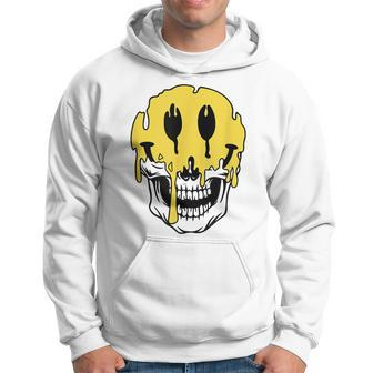 Y2k Smiling Skull Face Cyber Streetwear Graphic Hoodie - Monsterry DE