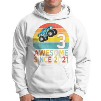 Youth 3Rd Birthday Monster Truck Lover 3 Years Old Vintage Retro Hoodie - Monsterry AU