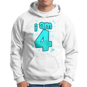 Youth 4Th Birthday Boy I Am 4 Year Old Space Hoodie - Seseable