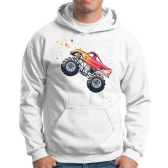 Youth 5 Year Old Monster Truck Car 5Th Birthday Boy Hoodie - Thegiftio UK